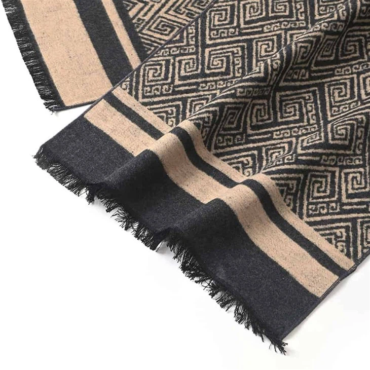 YiLi Brown Geometric Shawl: Elegance in Every Detail